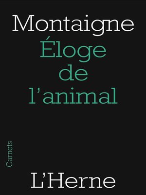 cover image of Éloge de l'animal